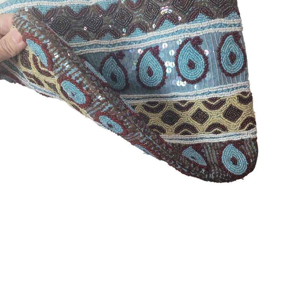 Christiana Beaded Boho Shoulder Bag 13"x10" With 6.5" Drop Multicolor Teardrop & - Picture 8 of 13